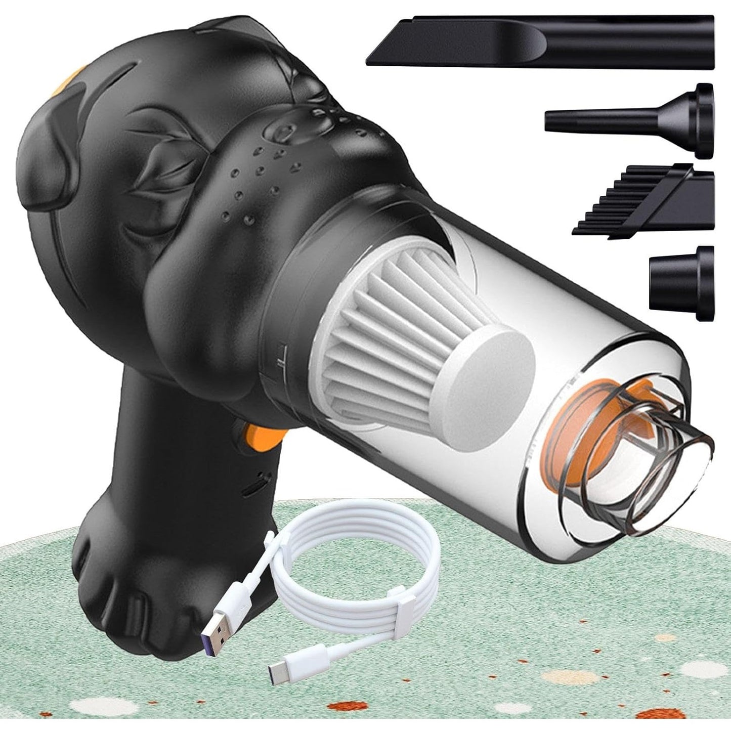 Aspirator Auto 4 in 1 Portabil fara Fir, 120W, Aspirare Umeda/Uscata, Suflare si Umflare, Negru