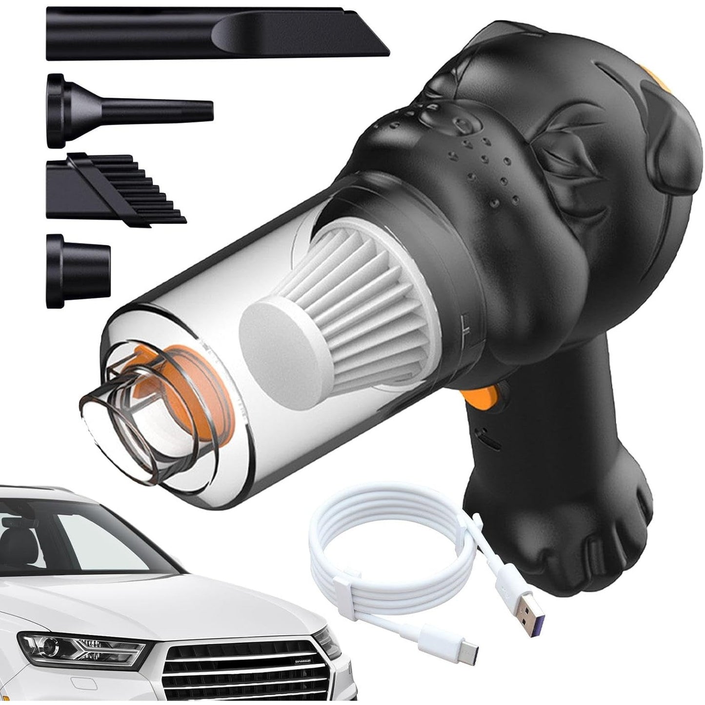 Aspirator Auto 4 in 1 Portabil fara Fir, 120W, Aspirare Umeda/Uscata, Suflare si Umflare, Negru