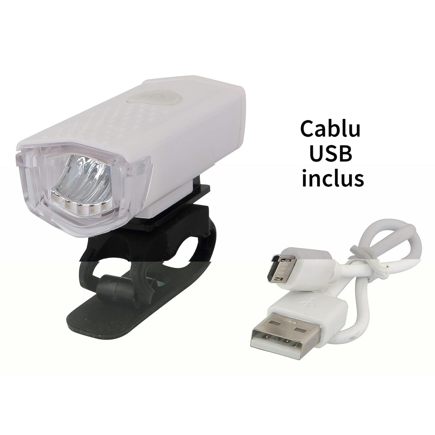 Far LED Reincarcabil Pentru Bicicleta si Trotineta, USB, 300 Lumeni, 3 Moduri Iluminare, Rezistent la Apa IPX4