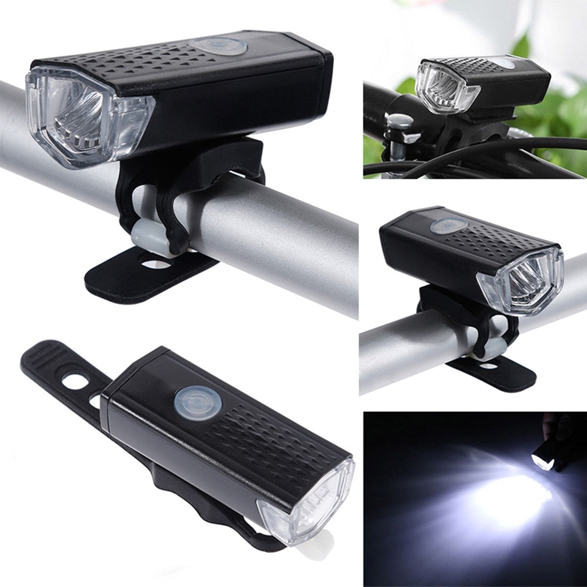Far LED Proiector Pentru Bicicleta Si Trotineta Reincarcabil USB, 3 Moduri De Lumina, IPX4, Negru