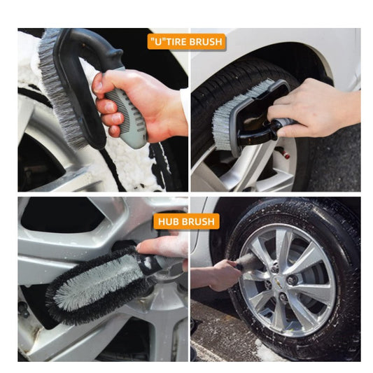 Set 9 Piese Pentru Spalat Auto Cu Perii Si Lavete Din Microfibra, Model A