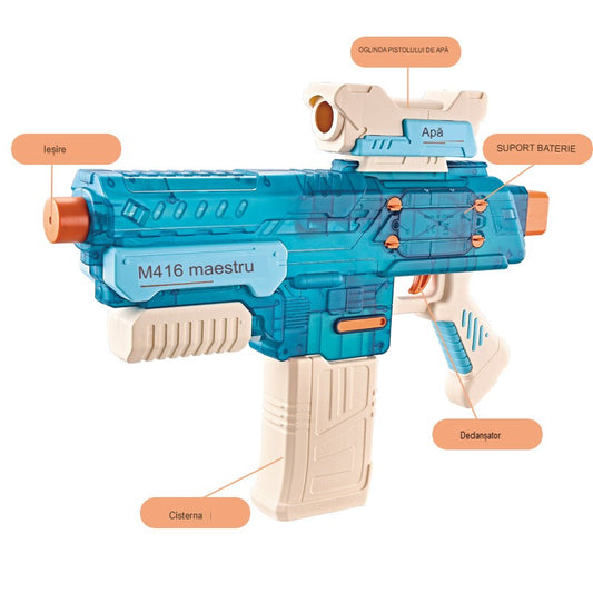 Pistol cu Apa Electric, Rezervor 500 ml, Incarcare USB, Albastru, 6+ Ani