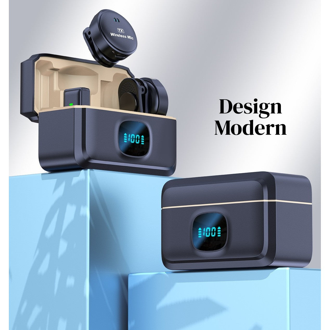 Set 2 Microfoane Lavaliera Wireless Flippy, Type-C, Compatibile iPhone si Android, Anulare Zgomot AI, Cutie Incarcare, Casca Monitorizare