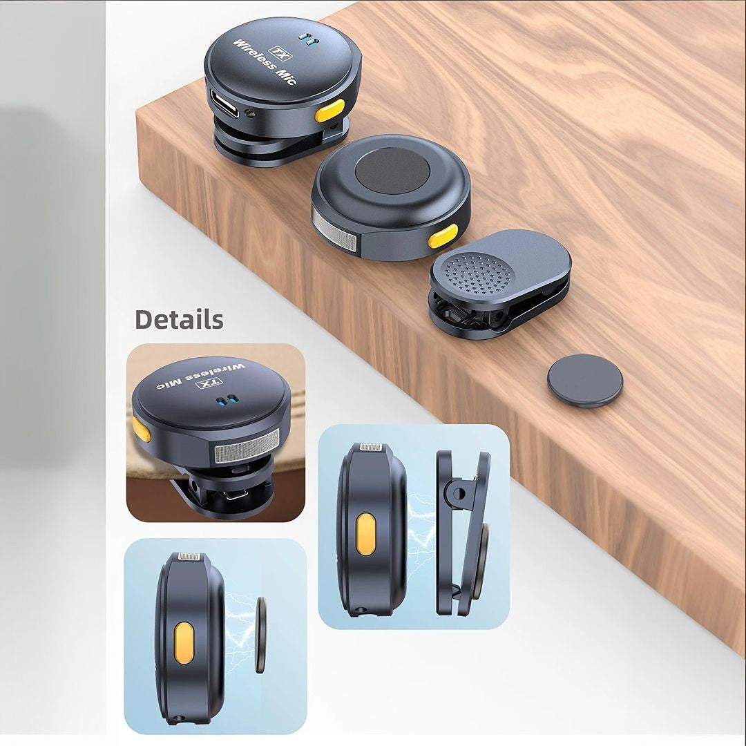 Set 2 Microfoane Lavaliera Wireless Flippy, Type-C, Compatibile iPhone si Android, Anulare Zgomot AI, Cutie Incarcare, Casca Monitorizare