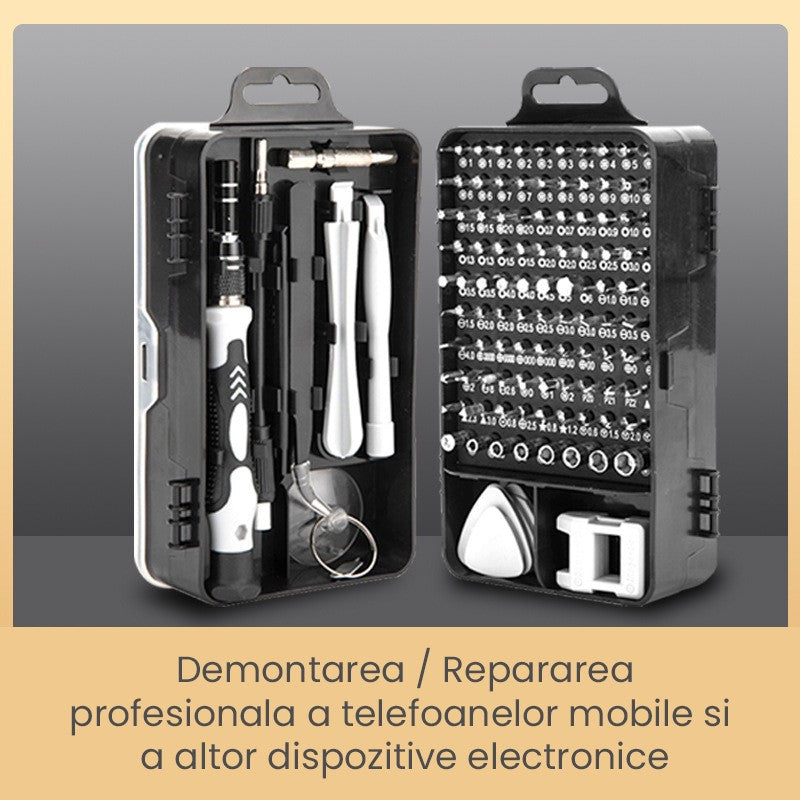 Set De Surubelnite De Precizie 115 In 1 Pentru Reparatii Telefoane, Laptopuri Si Electronice