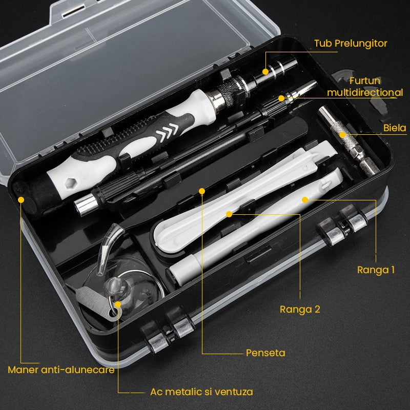 Set De Surubelnite De Precizie 115 In 1 Pentru Reparatii Telefoane, Laptopuri Si Electronice